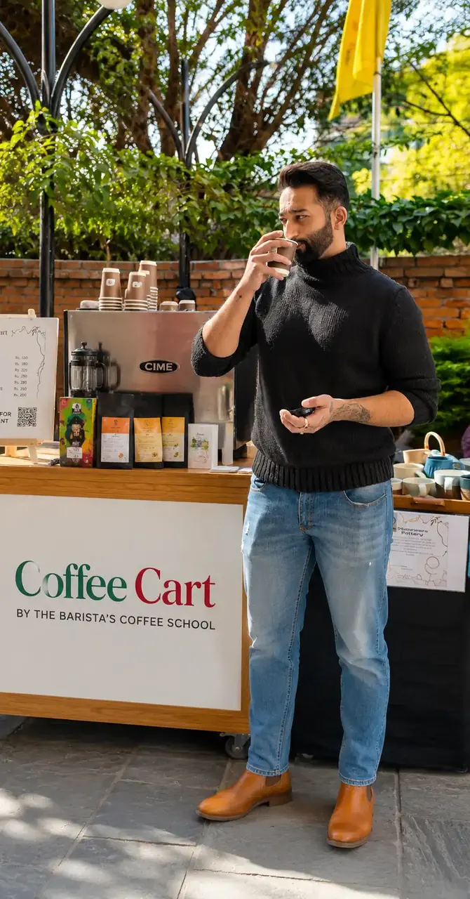 Coffee barista at work